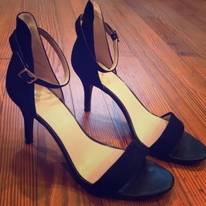 Nordstrom BP Black Suede Luminate Open Toe Heel